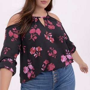 Torrid Cold Shoulder Floral Blouse. Size 2